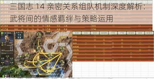 三国志 14 亲密关系组队机制深度解析：武将间的情感羁绊与策略运用